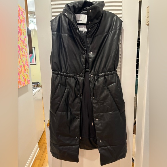 Proenza Schouler White Label Faux Black Leather Puffer Vest XS - Picture 6 of 9